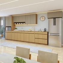 Cozinha Completa Modulada 7 Peças 14 Portas 6 Gavetas com Rodapé 100% MDF Simone Mendes Marrom/Carvalho/Greige Cozinha Completa Modulada 7 Peças 14 Portas 6 Gavetas com Rodapé 100% MDF Simone Mendes Marrom/Carvalho/Greige