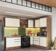 Cozinha Completa Modulada 8 Peças 11 Portas Viena Branco/Freijó/Cinza Argila Cozinha Completa Modulada 8 Peças 11 Portas Viena Branco/Freijó/Cinza Argila