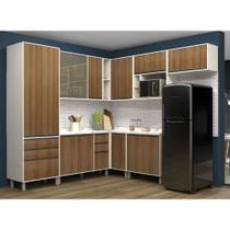 Cozinha Completa Modulada 9 Peças, Paneleiro, Vidro Reflecta Armários e Balcões Linea Luciane Móveis