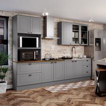 Cozinha Completa Modulada 9 Portas 5 Gavetas Emily Cinza/Nature Cozinha Completa Modulada 9 Portas 5 Gavetas Emily Cinza/Nature