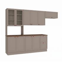 Cozinha Completa Modulada Americana 4 Peças com Paneleiro Torre Quente e Balcão com Tampo Unna Yescasa Gris Cinza Cozinha Completa Modulada Americana 4 Peças com Paneleiro Torre Quente e Balcão com Tampo Unna Yescasa Gris Cinza