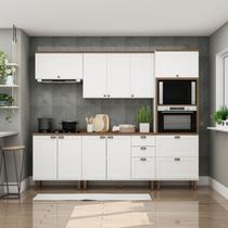 Cozinha Completa Modulada Americana 5 Peças com Portas 4 Gavetas Branco/Fosco/Ébano
