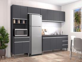 Cozinha Completa Modulada Andreia 5 peças 280cm - CINZA - Ajl Móveis