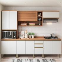 Cozinha Completa Modulada Armário e Balcão Macadâmia Branco/Freijó