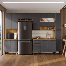 Cozinha Completa Modulada com 5 Peças 13 Portas e 2 Gavetas com Vidro e Tampo Itália Espresso Móveis