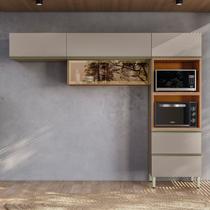 Cozinha Completa Modulada com Aéreo 3 Peças MDF Proença Bege/Nogueira/Nude Prime Cozinha Completa Modulada com Aéreo 3 Peças MDF Proença Bege/Nogueira/Nude Prime