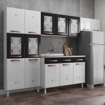 Cozinha Completa Modulada de Aço 4 Peças com Vidros e Gabinete Pia Multimóveis CR20351