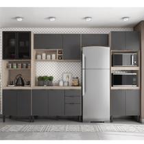 Cozinha Completa Modulada Firenze 05 Peças 14 Portas e 02 Gavetas Cinza/Avena/Grafito Cozinha Completa Modulada Firenze 05 Peças 14 Portas e 02 Gavetas Cinza/Avena/Grafito
