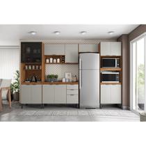 Cozinha Completa Modulada Firenze 5 Peças 14 Portas 2 Gavetas Cinza/Amendola/Nude Prime Tx