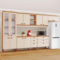 Cozinha Completa Modulada Florença 100 MDF com 2 Balcões 11 Portas e 6 Gavetas