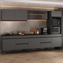 Cozinha Completa Modulada Milano MP2403 10 Portas 2 Gavetas MDF MDP Cinza Grafite Multimóveis