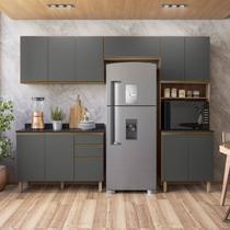 Cozinha Completa Modulada Paneleiro Microondas 4 Peças 100% MDF Angelita Cinza/Carvalho Tok/Chumbo Cozinha Completa Modulada Paneleiro Microondas 4 Peças 100% MDF Angelita Cinza/Carvalho Tok/Chumbo