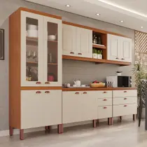 Cozinha Completa Modulada Positano 100 MDF Premium com 2 Balcões Independentes 10 Portas e 6 Gavetas