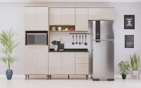 Cozinha completa modulada -torre-balcão c/tampo-aereo-armario 11 portas avela/mocca -luciane