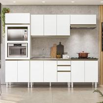 Cozinha Completa Modulada Torre Quente 5 Peças 100% MDF Angela Branco/Bianco Tok/UV
