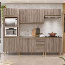 Cozinha Completa Modulada Torre Quente 5 Peças 100% MDF Angela Marrom/Carvalho Tok
