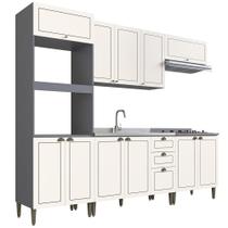 Cozinha Completa Modular Édez Due, 6 Peças, Branco Nevada e Grafite