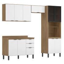 Cozinha Completa Modular Firenze 5 Peças Composição 2 Amêndola Touch Branco FI0002 Demóbile