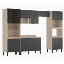 Cozinha Completa Modular Firenze 6 Peças Composição 1 Avena Touch Grafito FI0001 Demóbile