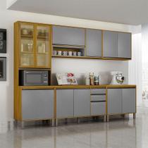 Cozinha Completa Nala Cristaleira 5 Pçs12 Portas Mobilihouse Cinamomo/cinza Acetinado