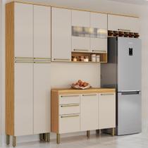 Cozinha Completa Nápoli Prime 4 Peças 11 Portas 2 Gavetas Aéreo Armário Paneleiro Balcão Com Tampo 100% MDF