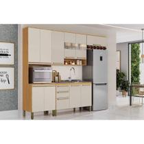 Cozinha Completa Nápoli Prime 4 Peças (2Aéreos+1Balcão+1Paneleiro) C4P238 Amendoa/Off White - Ronipa Cozinha Completa Nápoli Prime 4 Peças (2Aéreos+1Balcão+1Paneleiro) C4P238 Amendoa/Off White - Ronipa