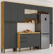 Cozinha Completa Nápoli Prime 5 Peças 13 Portas 2 Gavetas Armário Balcão Com Tampo 100% MDF