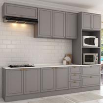 Cozinha Completa Orlando 10 Portas 5 Gavetas 100% Mdf Americana Cinza - Panorama Móveis Cozinha Completa Orlando 10 Portas 5 Gavetas 100% Mdf Americana Cinza - Panorama Móveis