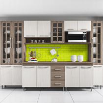 Cozinha completa predilleta gabrieli modulada 6 peças 295 cm 15 portas 3 gavetas com tampo nogal salinas Cozinha completa predilleta gabrieli modulada 6 peças 295 cm 15 portas 3 gavetas com tampo nogal salinas