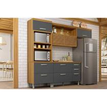 Cozinha Completa Princesa 3 Peças (1 Armário + 1 Balcão + 1 Paneleiro) C6P62 Freijo/Grafite - Nesher