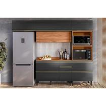 Cozinha Completa Proença 4 Peças (2Aéreos+1Balcão+1TorreQuente) C4P199 Nogueira/Carbono Prime TX - Demóbile