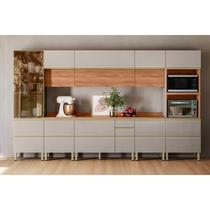 Cozinha Completa Proença 8 Peças (3Aéreos+3Balcões+1TorreQuente+1Cristaleira) C8P71 Nogueira Touch/Nude Prime - Demóbile