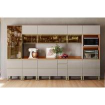 Cozinha Completa Proença 8 Peças (3Aéreos+3Balcões+1TorreQuente+1Cristaleira) C8P72 Nogueira Touch/Nude Prime - Demóbile