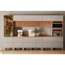 Cozinha Completa Proença 8 Peças (3Aéreos+3Balcões+1TorreQuente+1Cristaleira) C8P73 Nogueira Touch/Nude Prime - Demóbile