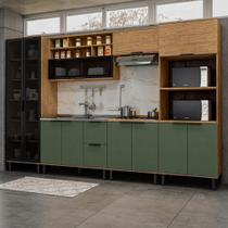 Cozinha Completa Provence 11 Portas 2 Gavetas 100% Mdf Freijó/Jade - Panorama Móveis Cozinha Completa Provence 11 Portas 2 Gavetas 100% Mdf Freijó/Jade - Panorama Móveis