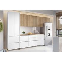 Cozinha Completa Rainha 6 Peças (3Aéreos+2Balcões+1Paneleiro) C6P89 Nature/Branco - Nesher Cozinha Completa Rainha 6 Peças (3Aéreos+2Balcões+1Paneleiro) C6P89 Nature/Branco - Nesher