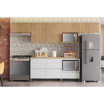 Cozinha Completa Rainha 6 Peças (4Aéreos+2Balcões) C6P88 Nature/Branco - Nesher