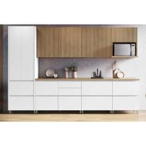 Cozinha Completa Rainha Gourmet 7 Peças (3 Aéreos + 1 Paneleiro + 3 Balcões) C7P01 Branca/Nature - Nesher