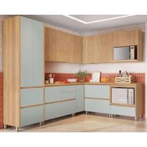Cozinha Completa Rainha Gourmet 9 Peças (4Aéreos+4Balcões+1Paneleiro) C9P34 Nature/Verde - Nesher Cozinha Completa Rainha Gourmet 9 Peças (4Aéreos+4Balcões+1Paneleiro) C9P34 Nature/Verde - Nesher