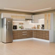 Cozinha Completa Smart 19 Portas 2 Gavetas MDF 507CM Branco Rustic Madesa Cozinha Completa Smart 19 Portas 2 Gavetas MDF 507CM Branco Rustic Madesa