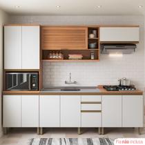 Cozinha Completa Telasul Macadâmia C/ Balcão de Pia Freijó/Branco Cozinha Completa Telasul Macadâmia C/ Balcão de Pia Freijó/Branco