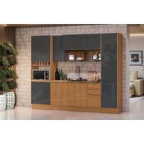 Cozinha Completa Vibra 7 Peças (2Aéreos+2Balcões+2Paneleiros+1Complemento) C7P109 Canela/Grafite Lacca - Kappesberg