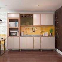 Cozinha Completa Yara 11 Portas 3 Gavetas MDF-MDP Vanilla e Grafite Luciane Móveis Cozinha Completa Yara 11 Portas 3 Gavetas MDF-MDP Vanilla e Grafite Luciane Móveis