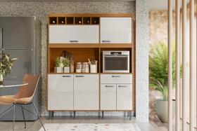 Cozinha Dakota 6 Portas 1 Gaveteiro c/ Espaço para Microondas e Vinhos - Jequitiba/Off White Cozinha Dakota 6 Portas 1 Gaveteiro c/ Espaço para Microondas e Vinhos - Jequitiba/Off White