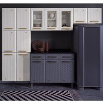 Cozinha de Aço Compacta 3 Peças com Vidros 11 Portas Diamante