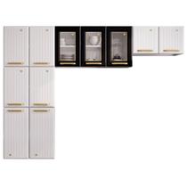 Cozinha de Aço Compacta Diamante 11 Portas com Vidro Branco/Preto 818460 - Telasul