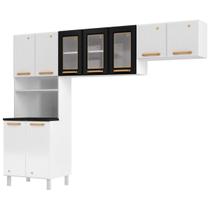 Cozinha de Aço Compacta Diamante 9 Portas com Vidro Branco/Preto 818444 - Telasul