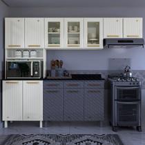 Cozinha de Aço Compacta Modulada 3 Peças 9 Portas Diamante Branco