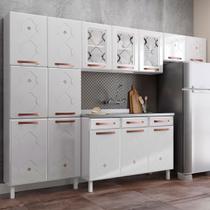 Cozinha de Aço Completa Mirage New 14 Portas 2 Gavetas com Vidro Branco 815486 - Telasul Cozinha de Aço Completa Mirage New 14 Portas 2 Gavetas com Vidro Branco 815486 - Telasul