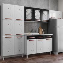 Cozinha de Aço Completa Mirage New 14 Portas 2 Gavetas com Vidro Branco/Preto 815486 - Telasul Cozinha de Aço Completa Mirage New 14 Portas 2 Gavetas com Vidro Branco/Preto 815486 - Telasul
